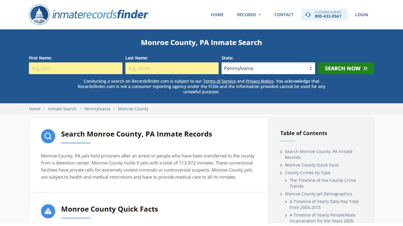 Monroe County, PA Inmate Lookup & Jail Records Online